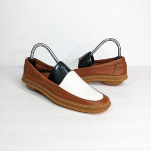 Cole Haan Resort Driving Loafers 8 Moccasins White Brown Leather Drivers